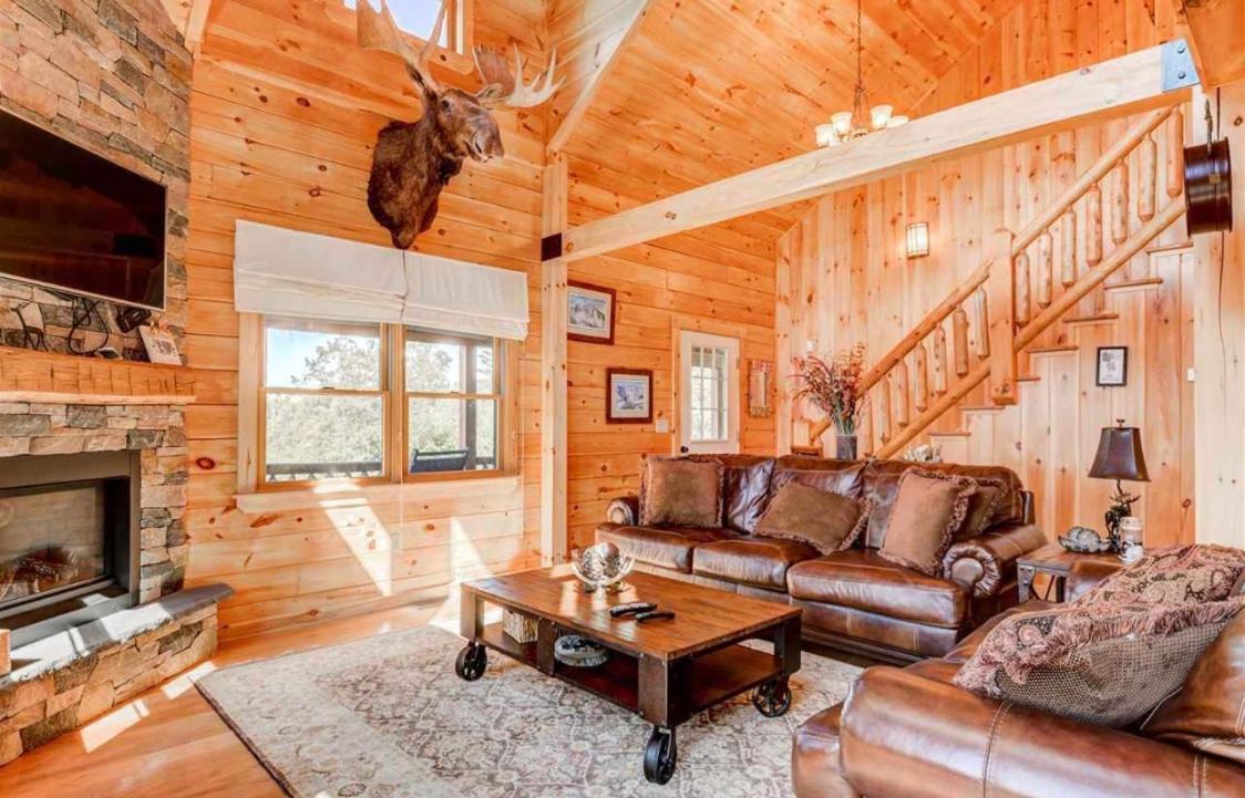 Oe Beautiful Modern Log Home On 17 Acres Private Views Fire Pit Ping Pong Ac Whitefield Exterior photo